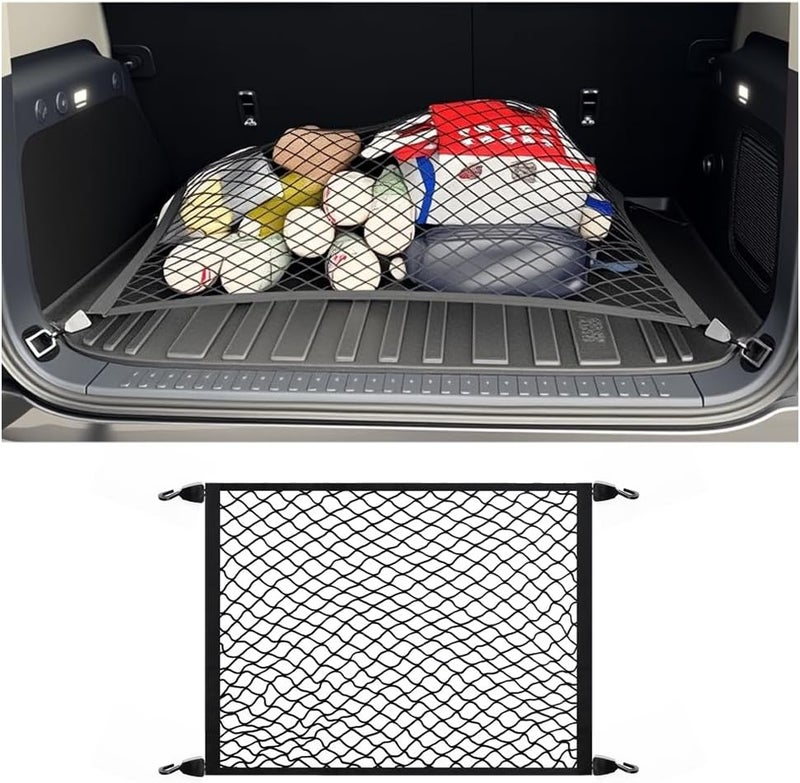 Figpade Cargo Net for SUV,Upgraded Highly Elastic Truck Cargo Net with Trunk Net Hooks - Stretch to 49.2"x43",Premium Truck Bed Netting for Cargo for Car Organizer and Storage (27.5" x 19.6") - Image 1